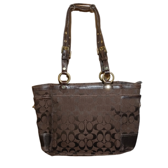 Coach Gallery Brown Signature Canvas Shoulder Bag - Picture 15 of 16